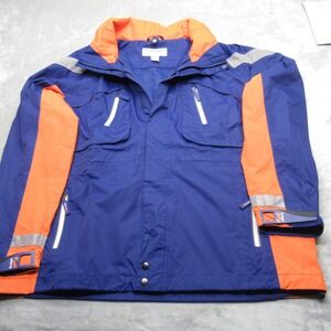 Budget Rain Jacket Men XL Blue Reflective Full Zip Ripstop Waterproof 3in1 Shell